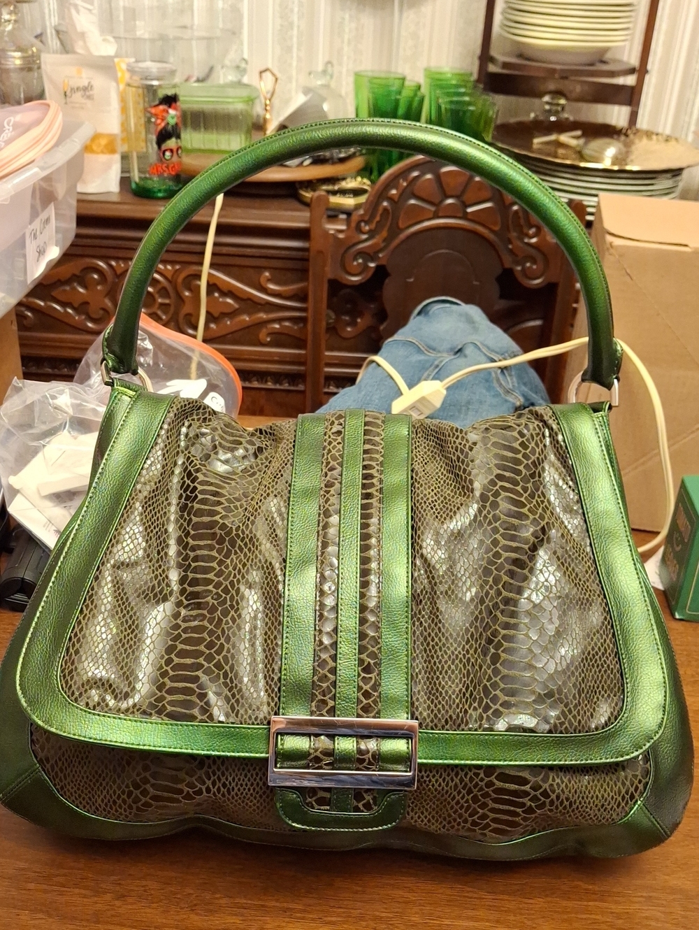 Vintage Y2k Kate Landry Pleather Snake Shoulder Bag Like New